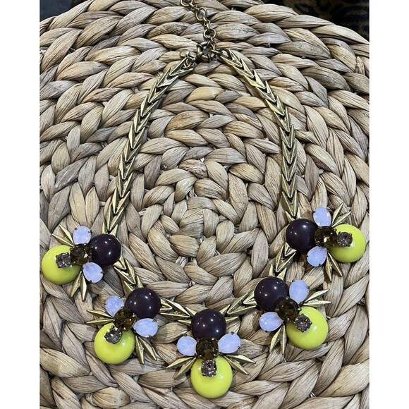 J Crew Authentic Honey Bee Crystal Stone Multicolor Necklace Yellow 🐝 - Picture 5 of 9